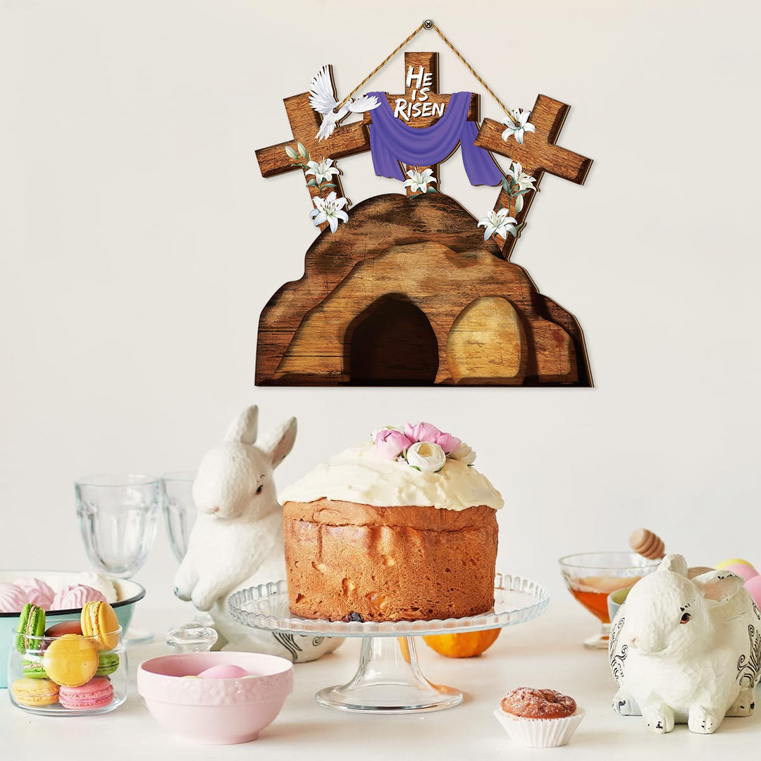 Christianartworkshop Osterornament aus Holzkreuz – Feiern Sie die Auferstehung