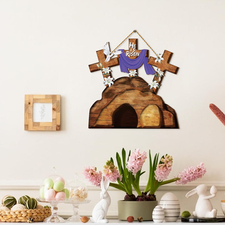 Christianartworkshop Osterornament aus Holzkreuz – Feiern Sie die Auferstehung