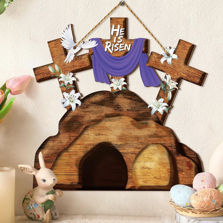 Christianartworkshop Osterornament aus Holzkreuz – Feiern Sie die Auferstehung