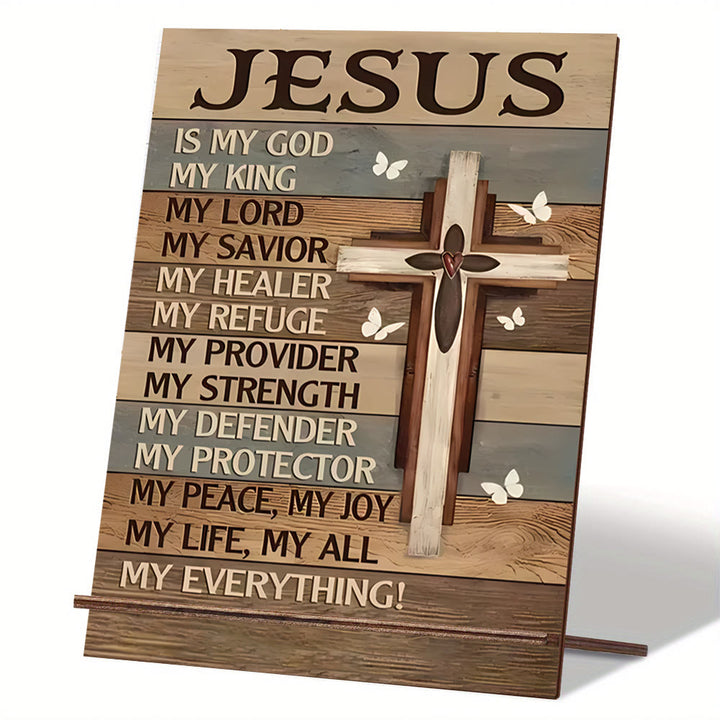 Christianartworkshop Dekoratives Schild mit dem Kreuz des Glaubens aus Holz – Lobe die Herrlichkeit Jesu