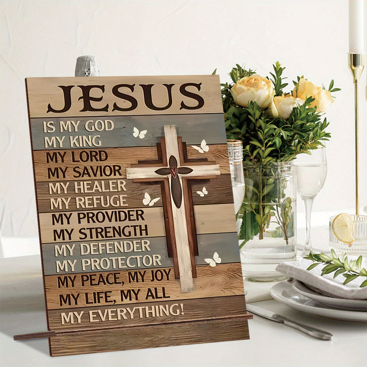 Christianartworkshop Dekoratives Schild mit dem Kreuz des Glaubens aus Holz – Lobe die Herrlichkeit Jesu