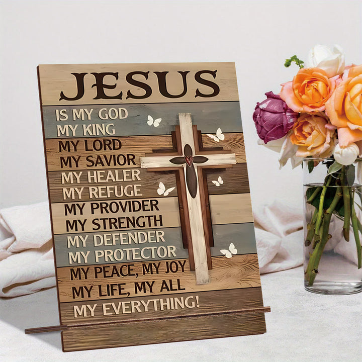 Christianartworkshop Dekoratives Schild mit dem Kreuz des Glaubens aus Holz – Lobe die Herrlichkeit Jesu