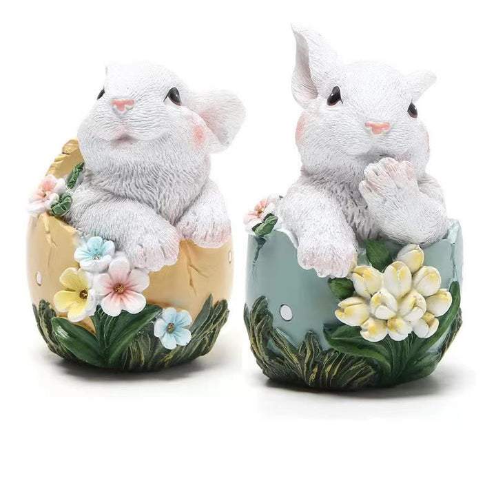 Christianartworkshop Oster-Ornament aus Kunstharz mit Blumenmuster, Hase – Feiern Sie Ostern