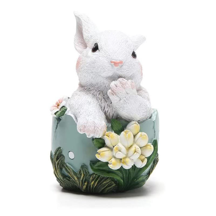 Christianartworkshop Oster-Ornament aus Kunstharz mit Blumenmuster, Hase – Feiern Sie Ostern