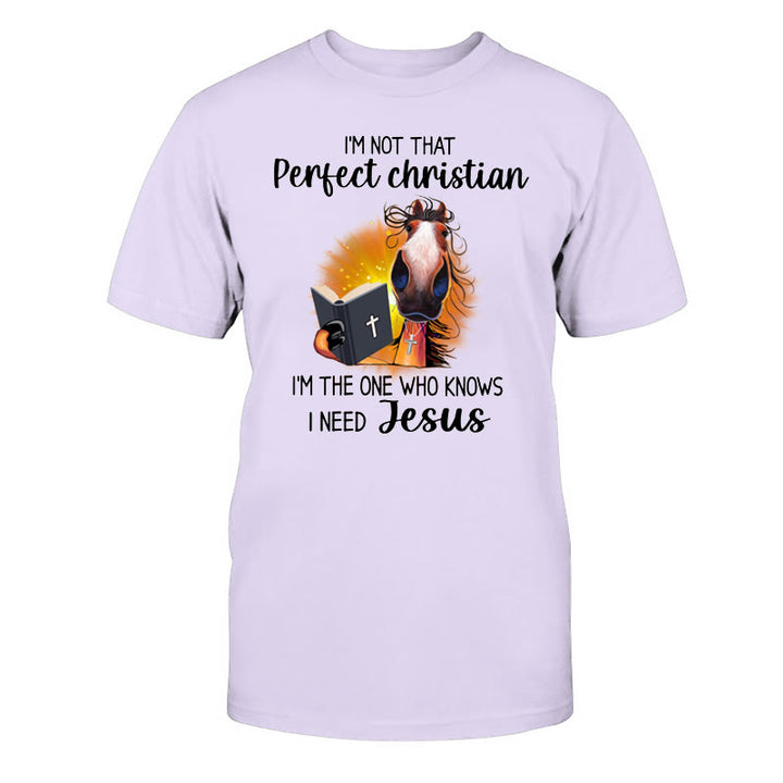 Christianartworkshop Ich bin nicht so perfekter Christ, ich brauche Jesus Classic T-Shirt - Lila - 2XL - image 12