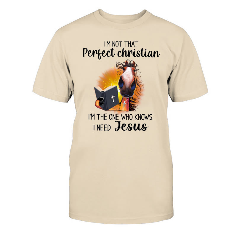 Christianartworkshop Ich bin kein perfekter Christ, ich brauche Jesus Klassisches T-Shirt - Beige - 2XL - image 6
