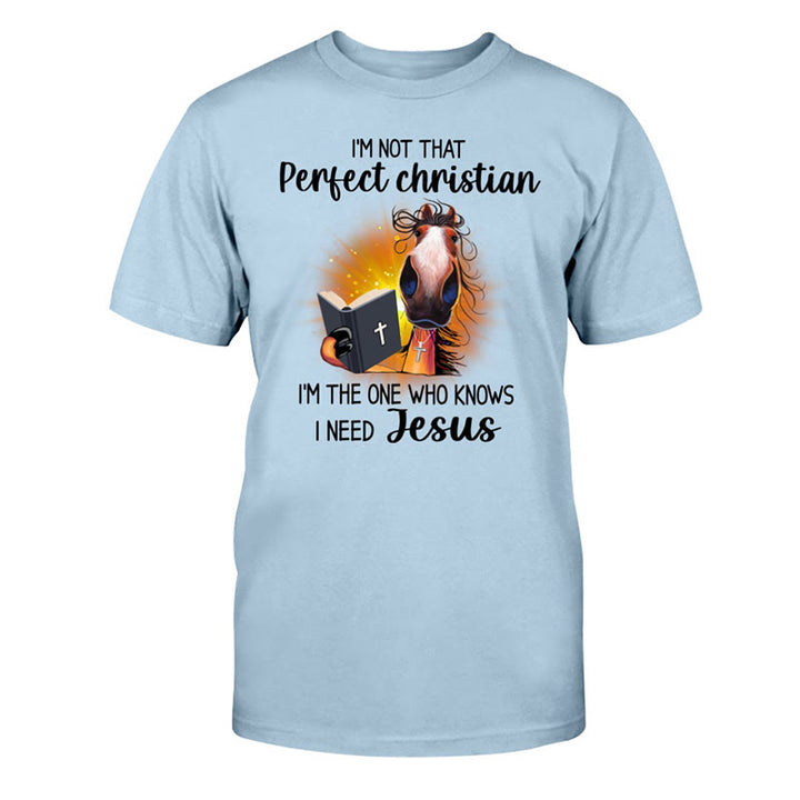 Christianartworkshop Ich bin kein perfekter Christ, ich brauche Jesus Klassisches T-Shirt - Blau - 2XL - image 8