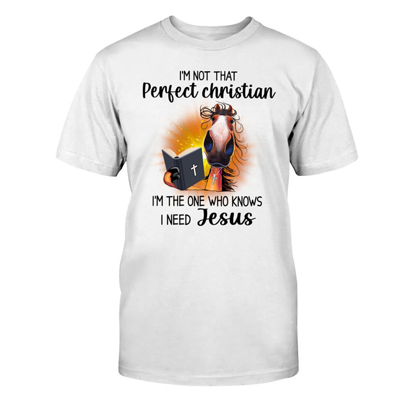Christianartworkshop Ich bin kein perfekter Christ, ich brauche Jesus Klassisches T-Shirt - Weiß - 2XL - image 0