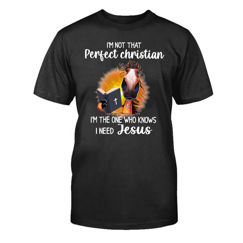 Christianartworkshop Ich bin kein perfekter Christ, ich brauche Jesus Klassisches T-Shirt - Schwarz - 2XL - image 2