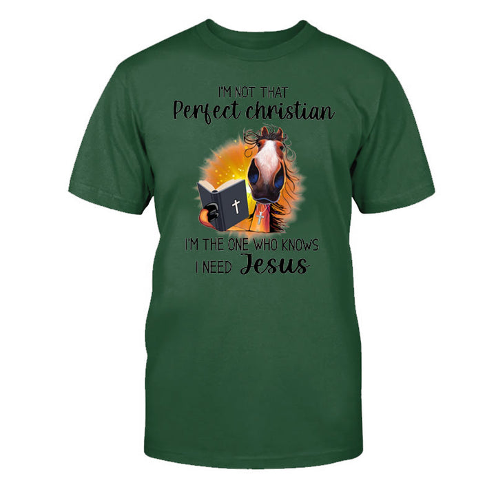 Christianartworkshop Ich bin nicht so perfekter Christ, ich brauche Jesus Classic T-Shirt - Dunkelgrün - 2XL - image 16