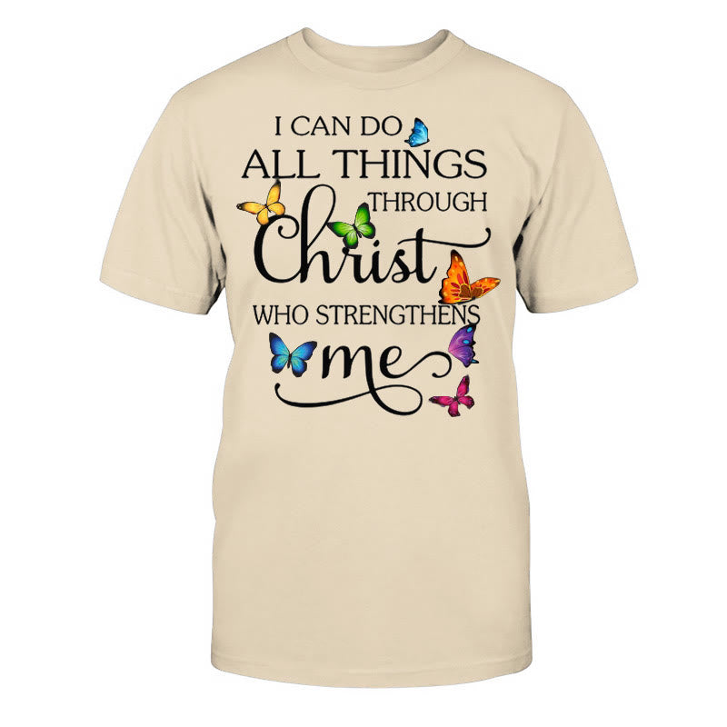 Christianartworkshop „Von Christus gestärkt“ Unisex-Baumwoll-T-Shirt - Beige - 2XL - image 6