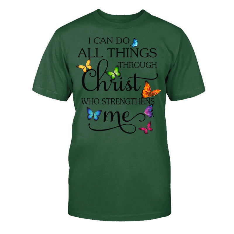 Christianartworkshop „Von Christus gestärkt“ Unisex-Baumwoll-T-Shirt - Dunkelgrün - 2XL - image 16
