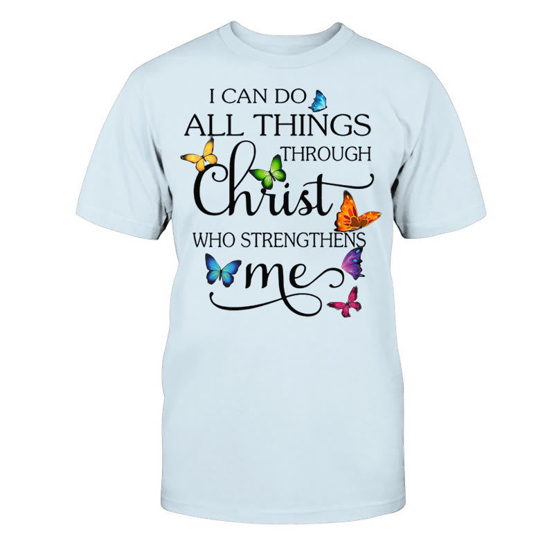 Christianartworkshop „Von Christus gestärkt“ Unisex-Baumwoll-T-Shirt - Blau - 2XL - image 8