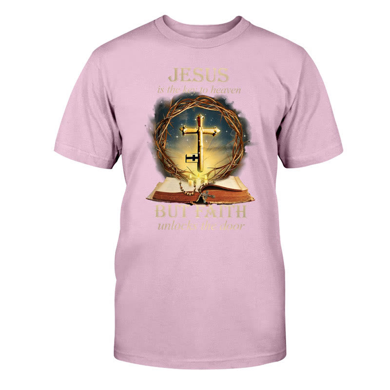 Christianartworkshop Schlüssel zum Himmel Unisex Baumwoll-T-Shirt - Rosa - 2XL - image 10