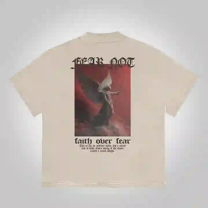 Christianartworkshop Sopula T-Shirt aus Baumwolle mit grafischem Aufdruck „Fear Not – Faith Over Fear“ - Beige - 2XL - image 2