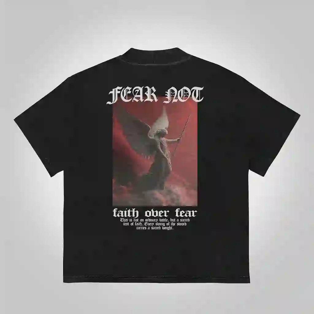 Christianartworkshop Sopula T-Shirt aus Baumwolle mit grafischem Aufdruck „Fear Not – Faith Over Fear“ - Schwarz - 2XL - image 0