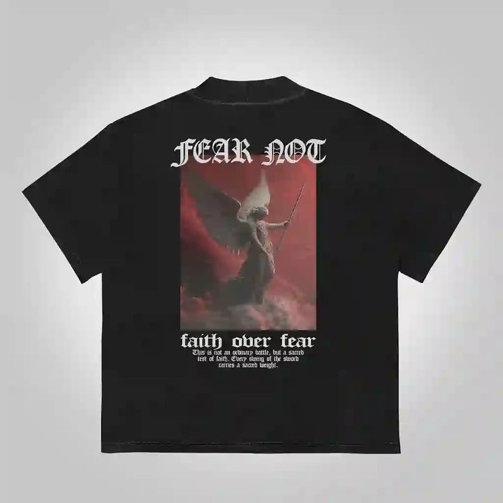 Christianartworkshop Sopula T-Shirt aus Baumwolle mit grafischem Aufdruck „Fear Not – Faith Over Fear“ - Schwarz - 2XL - image 0