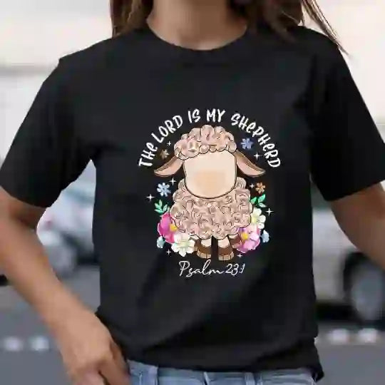 Christianartworkshop Christliches T-Shirt „Der Herr ist mein Hirte“