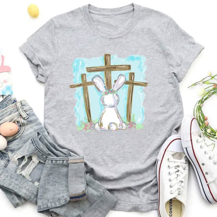 Christianartworkshop Christliches T-Shirt mit Folienhase und Kreuzen