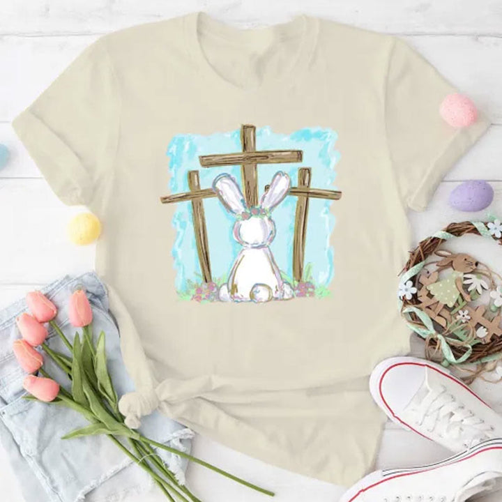 Christianartworkshop Christliches T-Shirt mit Folienhase und Kreuzen