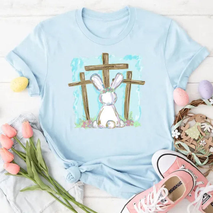 Christianartworkshop Christliches T-Shirt mit Folienhase und Kreuzen