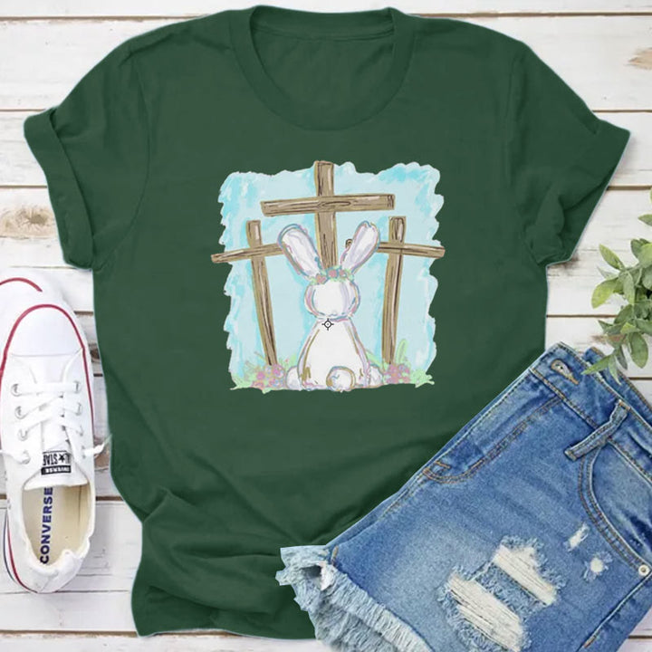 Christianartworkshop Christliches T-Shirt mit Folienhase und Kreuzen