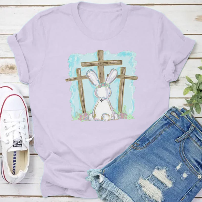Christianartworkshop Christliches T-Shirt mit Folienhase und Kreuzen