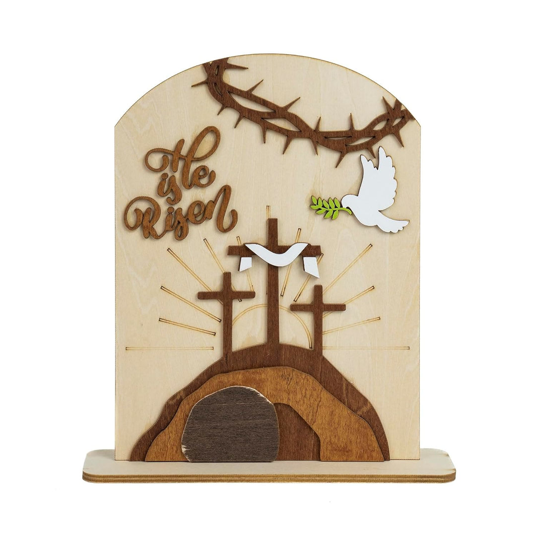 Christianartworkshop Oster-Ikonen-Set „Auferstandene Hoffnung“: Dekoratives Holzdisplay mit Kreuz- und Grabmotiven