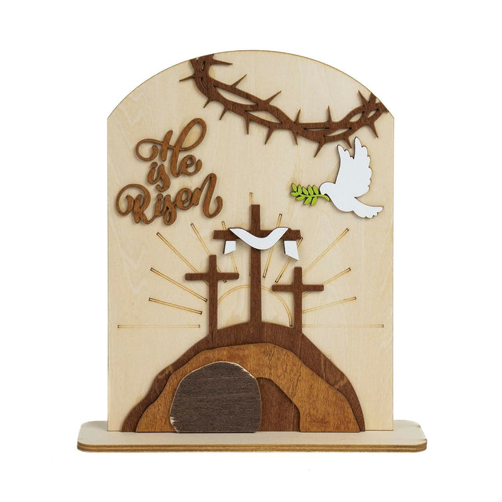 Christianartworkshop Oster-Ikonen-Set „Auferstandene Hoffnung“: Dekoratives Holzdisplay mit Kreuz- und Grabmotiven