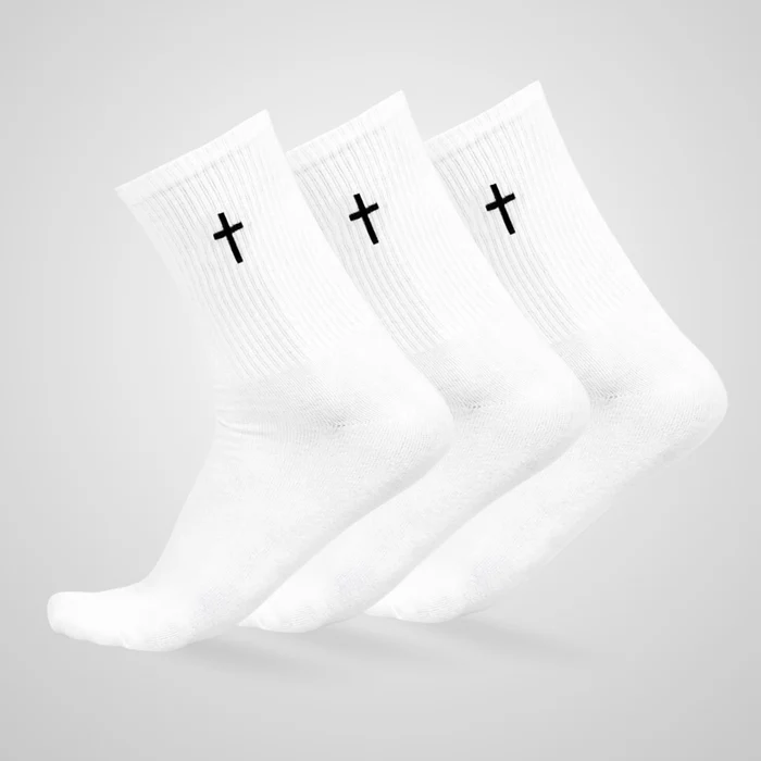 Christianartworkshop Christlicher Glaube Baumwollsocken – Anmut bei jedem Schritt - Weiß - 3 Paare - image 1