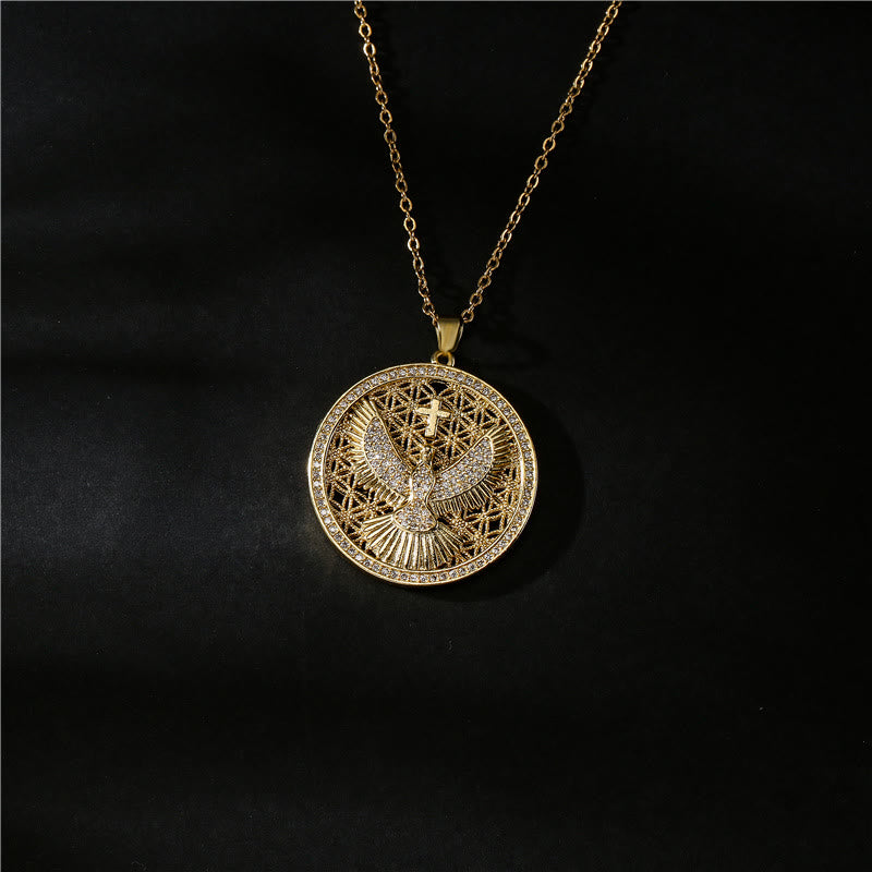 Christianartworkshop Halskette mit himmlisch funkelnder Taube des Heiligen Geistes: Ein strahlendes Symbol des Glaubens