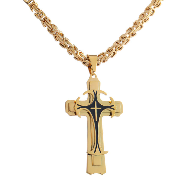 Christianartworkshop 3-farbige Halskette mit Kreuz „Glaube und Mut“: Umarme die Kraft des Glaubens