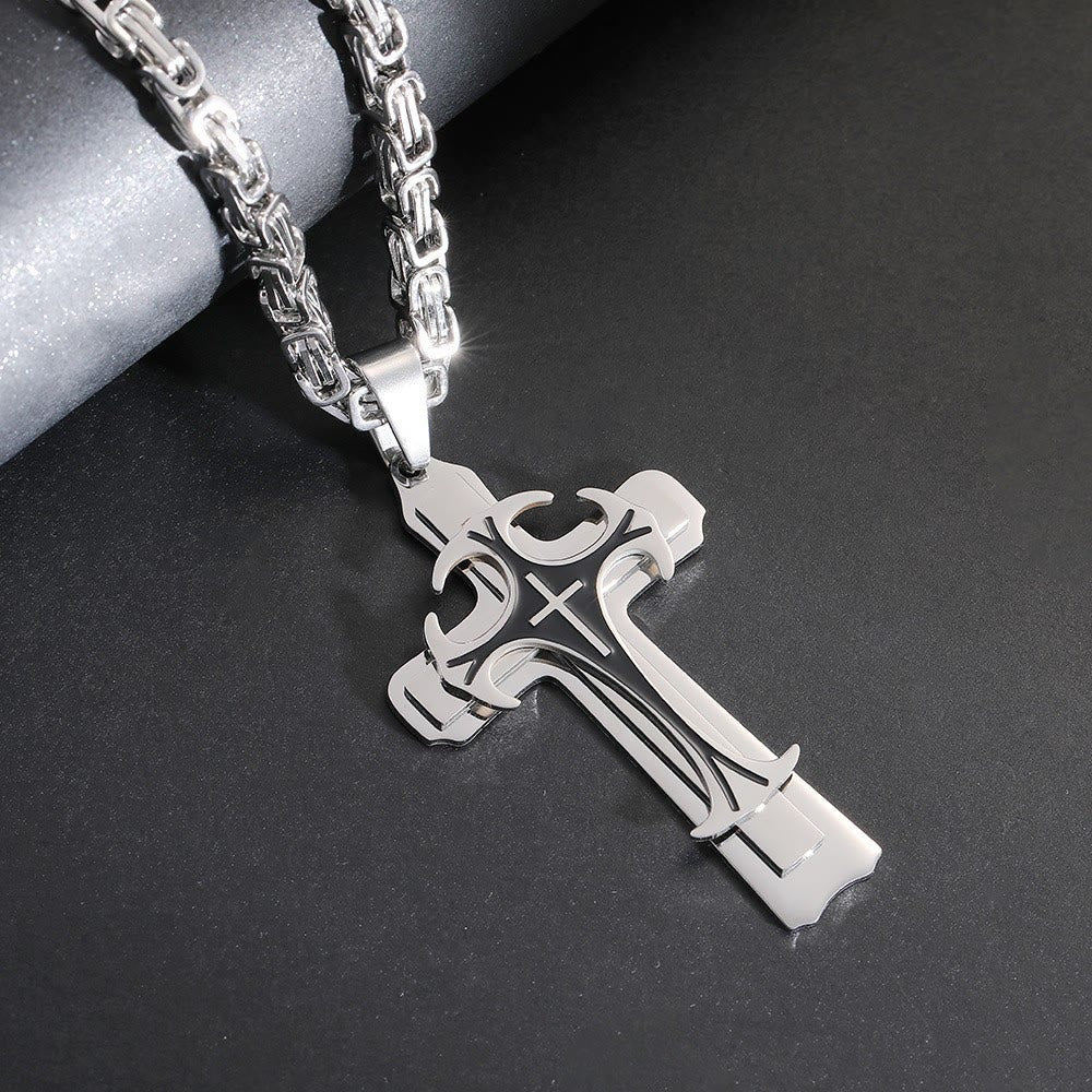 Christianartworkshop 3-farbige Halskette mit Kreuz „Glaube und Mut“: Umarme die Kraft des Glaubens