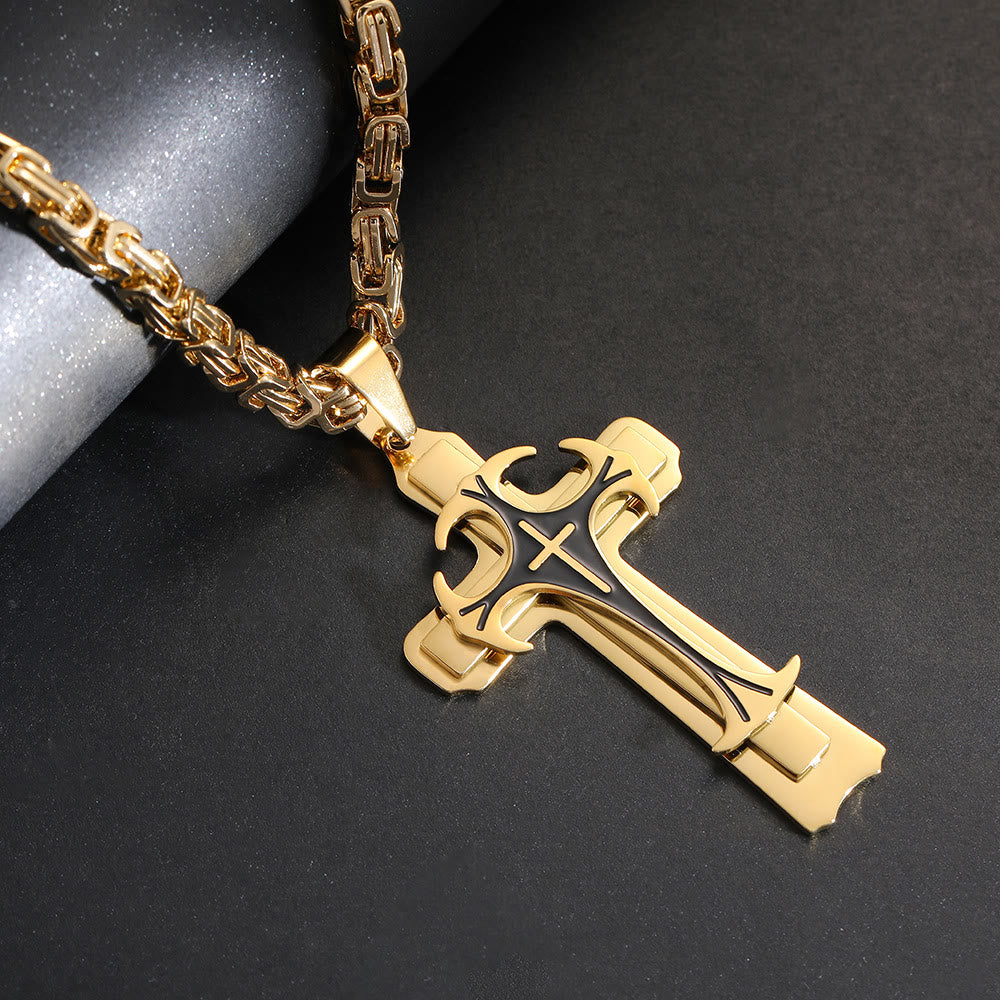 Christianartworkshop 3-farbige Halskette mit Kreuz „Glaube und Mut“: Umarme die Kraft des Glaubens