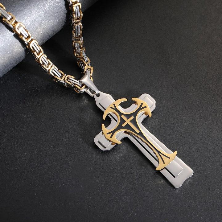 Christianartworkshop 3-farbige Halskette mit Kreuz „Glaube und Mut“: Umarme die Kraft des Glaubens