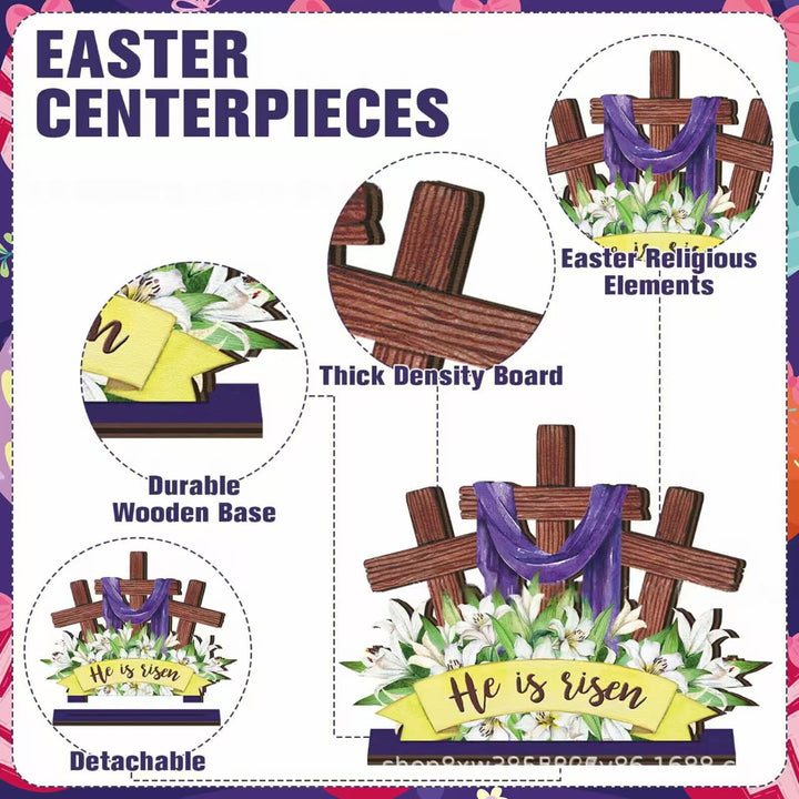 Christianartworkshop 6-teiliges Set „He Is Risen“ – inspirierendes Osterdekor aus Holz