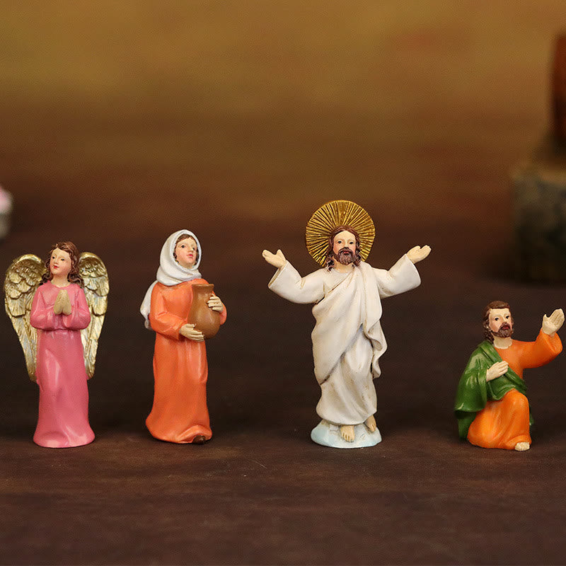 Christianartworkshop Auferstehungsszene mit Jesus, Engeln und Jüngern – beleuchtetes Oster-Krippen-Ornament - image 1