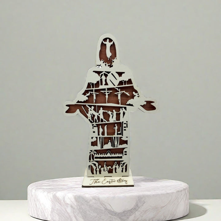 Christianartworkshop Oster-Jesus-Dekofigur aus Holz: Jesus' Lebensweg
