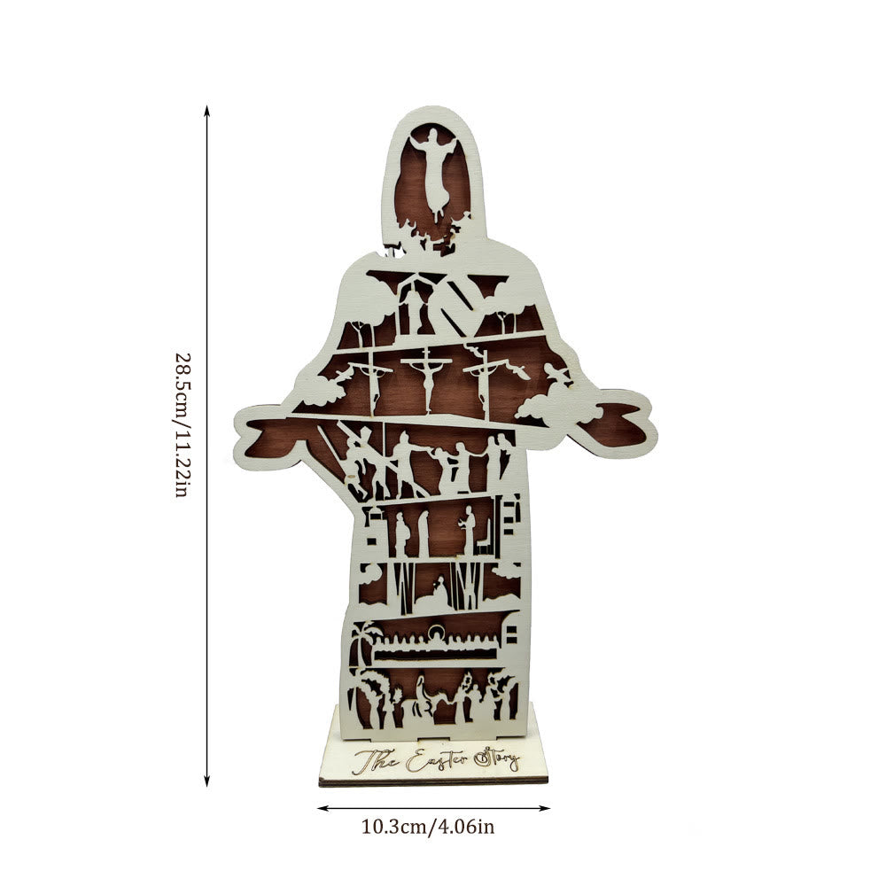 Christianartworkshop Oster-Jesus-Dekofigur aus Holz: Jesus' Lebensweg