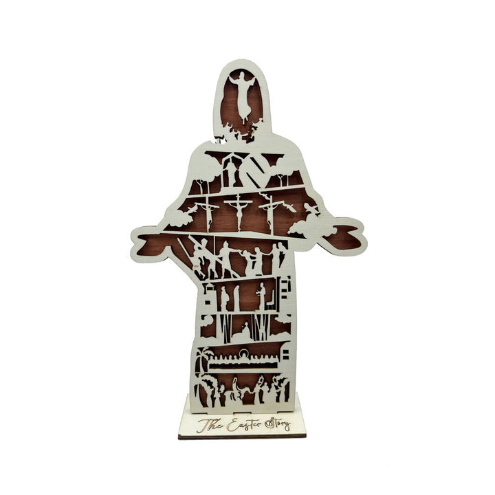 Christianartworkshop Oster-Jesus-Dekofigur aus Holz: Jesus' Lebensweg