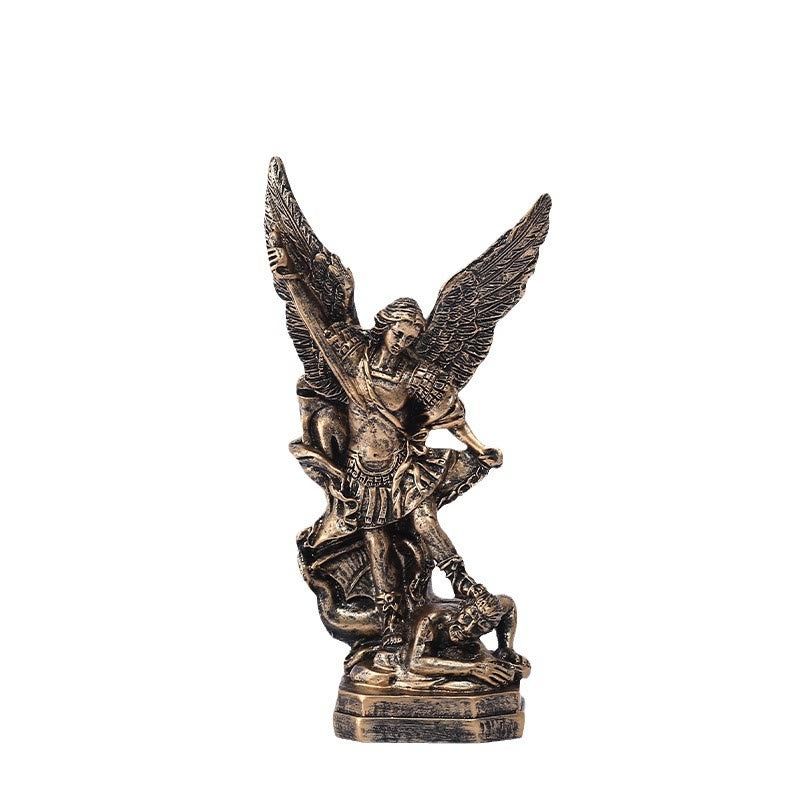 Christianartworkshop Statue des Erzengels Michael, antike Bronze, Ornament