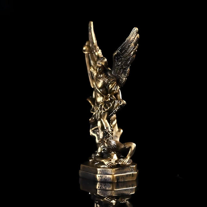 Christianartworkshop Statue des Erzengels Michael, antike Bronze, Ornament