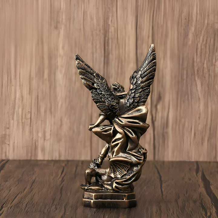 Christianartworkshop Statue des Erzengels Michael, antike Bronze, Ornament