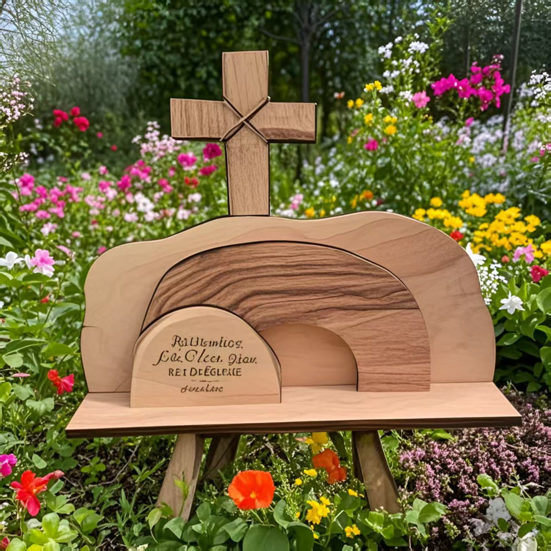 Christianartworkshop Osterszene mit dem leeren Grab und Kreuz-Ornament