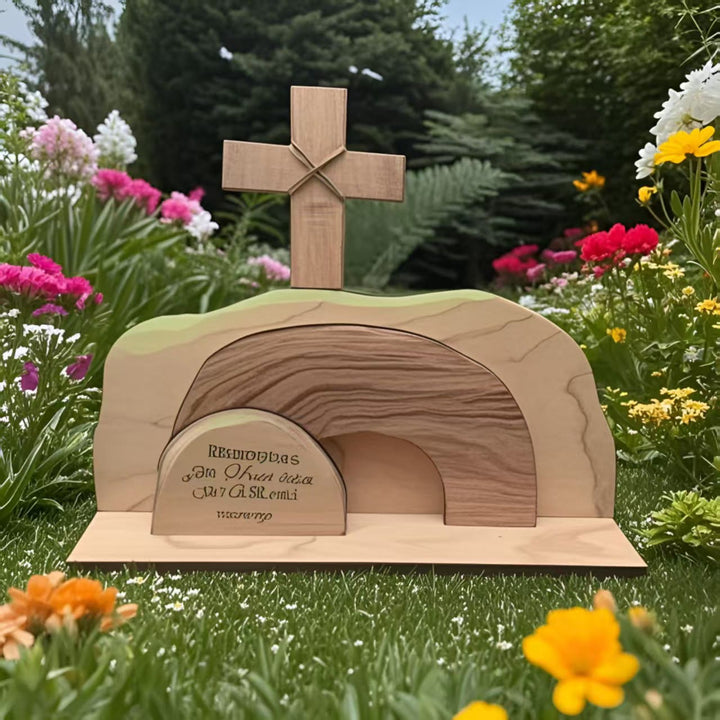 Christianartworkshop Osterszene mit dem leeren Grab und Kreuz-Ornament