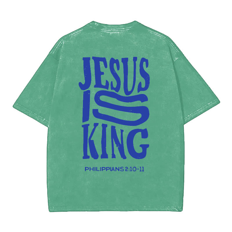 Christianartworkshop Grafik-T-Shirt „Jesus ist König“ - Grün - 5XL - image 12
