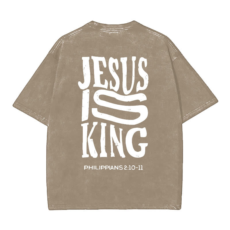 Christianartworkshop Grafik-T-Shirt „Jesus ist König“ - Braun - 5XL - image 6