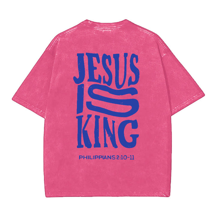 Christianartworkshop Grafik-T-Shirt „Jesus ist König“ - Rosa - 5XL - image 10