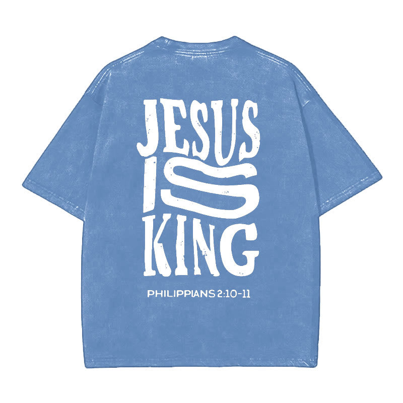 Christianartworkshop Grafik-T-Shirt „Jesus ist König“ - Blau - 5XL - image 8