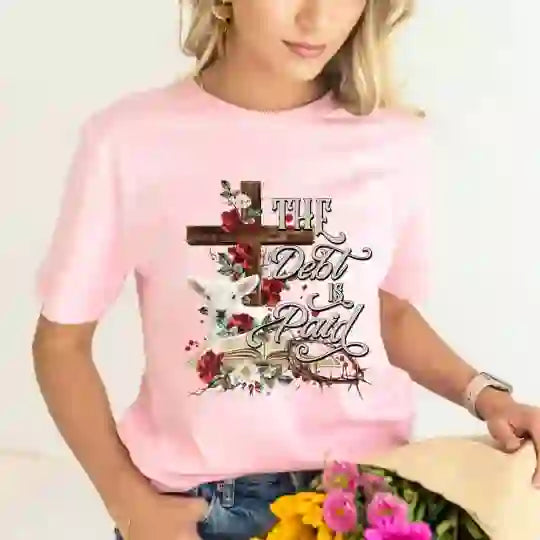 Christianartworkshop T-Shirt mit Blumenmuster und Kreuzmotiv, für Ostern